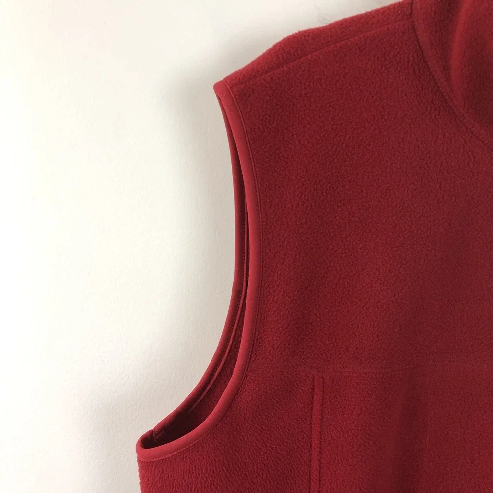 L.L. Bean Polartec Full Zip Fleece Vest Mens Sz L Red Pockets Comfortable